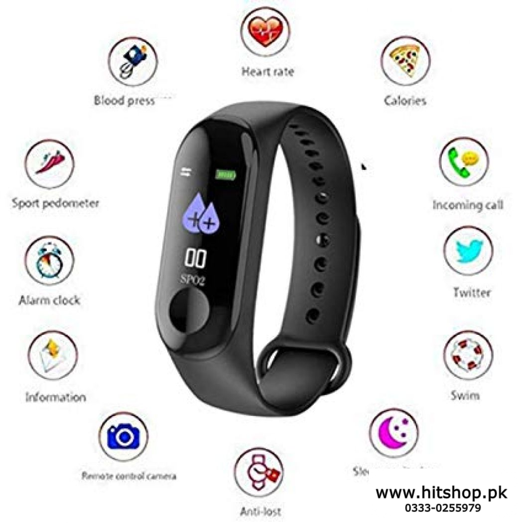 Intelligent M3 Smart Bracelet Heart Rate Monitor Fitness Tracker Smart Watch Waterproof Bracelet Pedometer Call Remind Health Wristband For IOS & Android